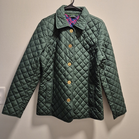 C. Wonder Green Pea Coat with Quilted Design - Picture 1 of 14